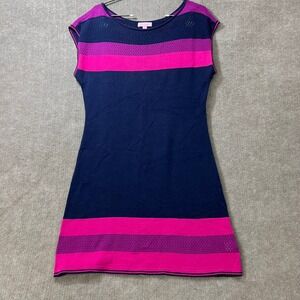 Lilly Pulitzer Striped Knit Cap Sleeve Dress Navy Pink M Resort Cruise Casual